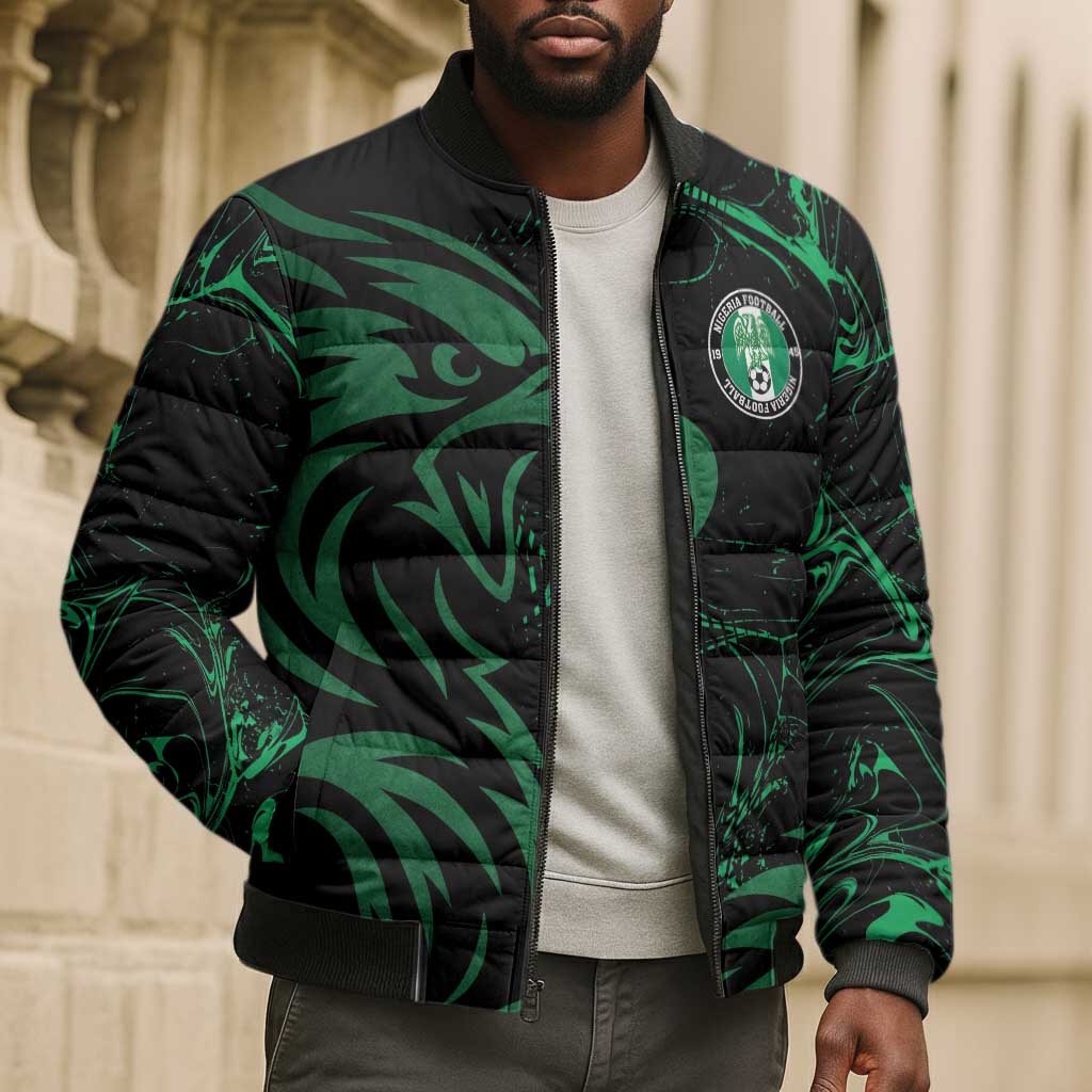 Custom Nigeria Football Bomber Puffer Jacket Super Eagles Power