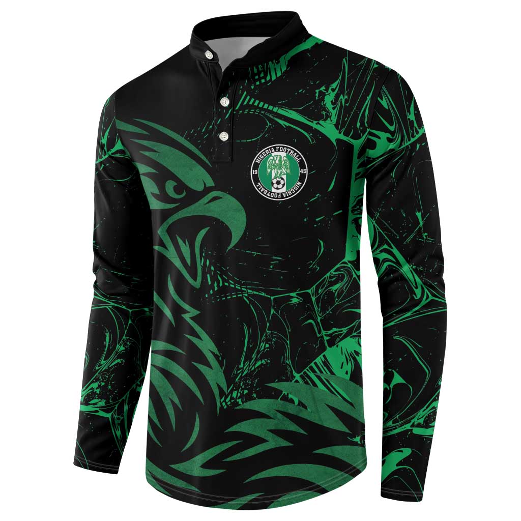 Custom Nigeria Football Button Sweatshirt Super Eagles Power