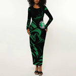 Custom Nigeria Football Long Sleeve Bodycon Dress Super Eagles Power