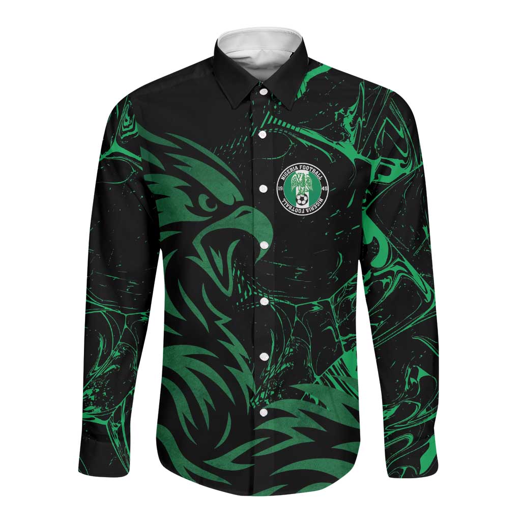 Custom Nigeria Football Long Sleeve Button Shirt Super Eagles Power