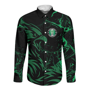 Custom Nigeria Football Long Sleeve Button Shirt Super Eagles Power