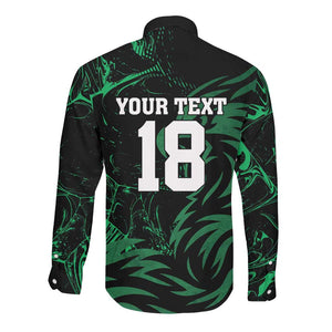 Custom Nigeria Football Long Sleeve Button Shirt Super Eagles Power