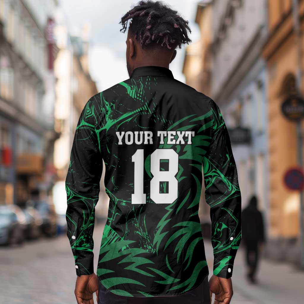 Custom Nigeria Football Long Sleeve Button Shirt Super Eagles Power