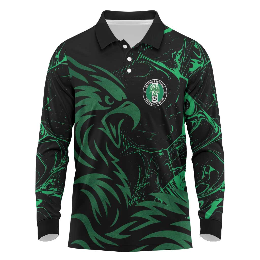 Custom Nigeria Football Long Sleeve Polo Shirt Super Eagles Power