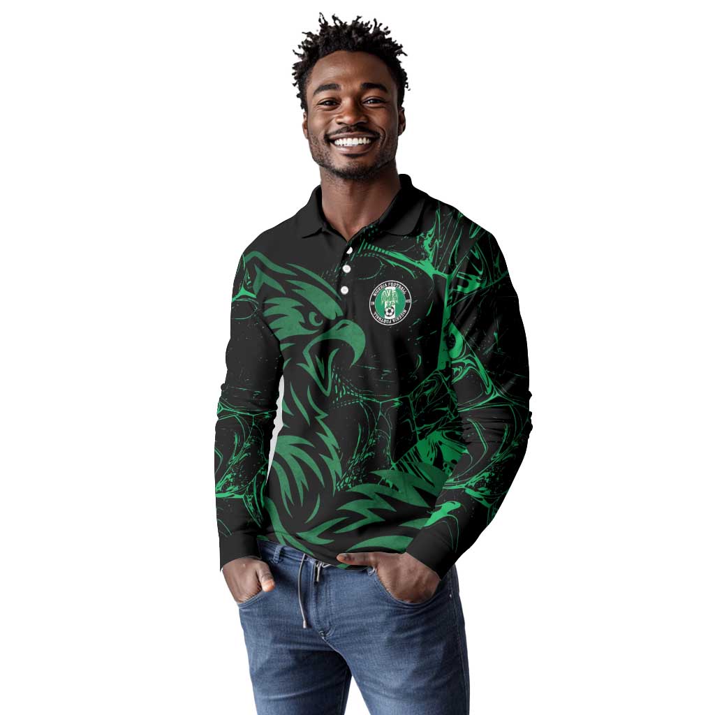 Custom Nigeria Football Long Sleeve Polo Shirt Super Eagles Power