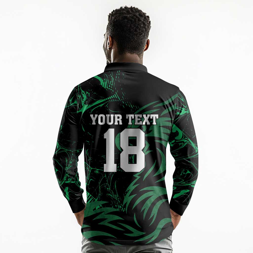 Custom Nigeria Football Long Sleeve Polo Shirt Super Eagles Power