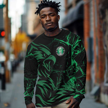 Custom Nigeria Football Long Sleeve Shirt Super Eagles Power