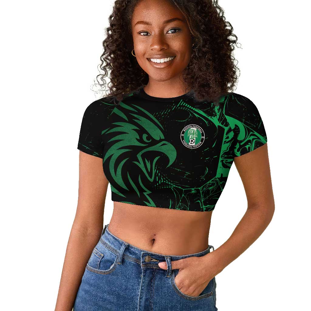 Custom Nigeria Football Raglan Cropped T shirt Super Eagles Power