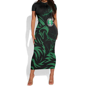 Custom Nigeria Football Short Sleeve Bodycon Dress Super Eagles Power