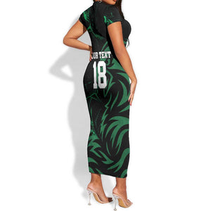 Custom Nigeria Football Short Sleeve Bodycon Dress Super Eagles Power