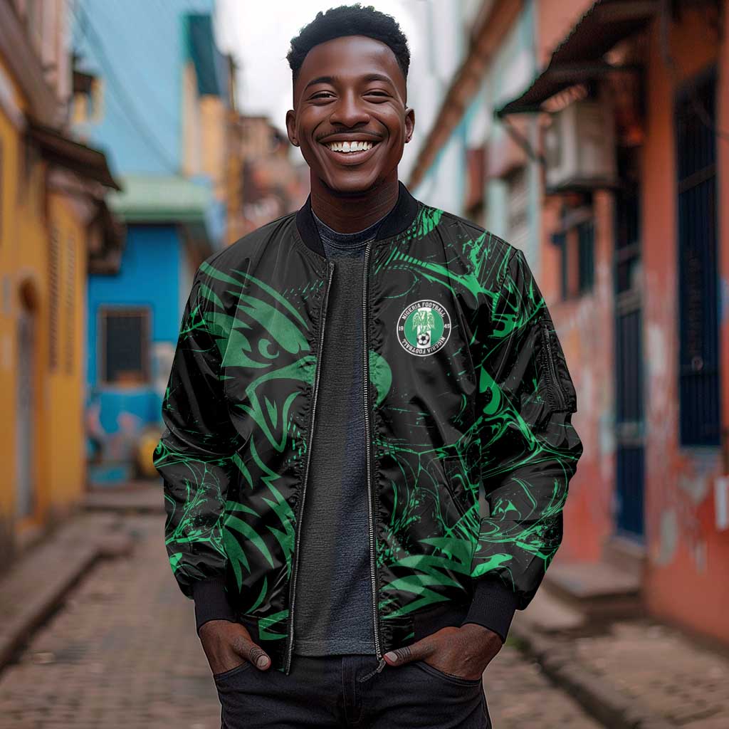 Custom Nigeria Football Sleeve Zip Bomber Jacket Super Eagles Power