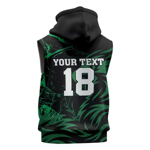 Custom Nigeria Football Sleeveless Zip Hoodie Super Eagles Power