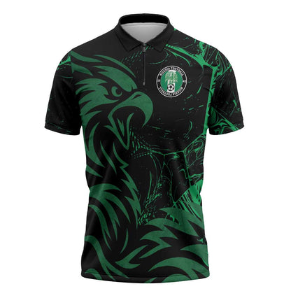 Custom Nigeria Football Zipper Polo Shirt Super Eagles Power