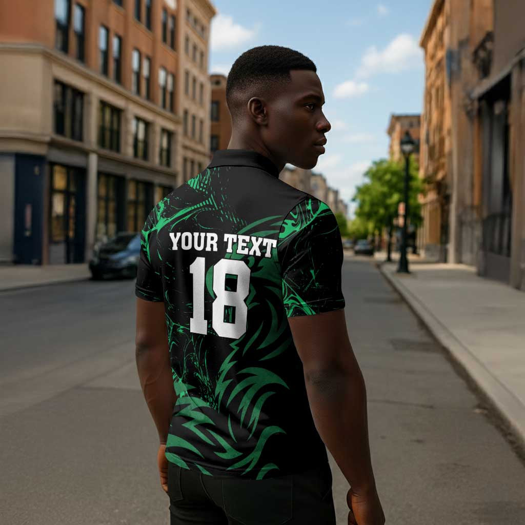 Custom Nigeria Football Zipper Polo Shirt Super Eagles Power