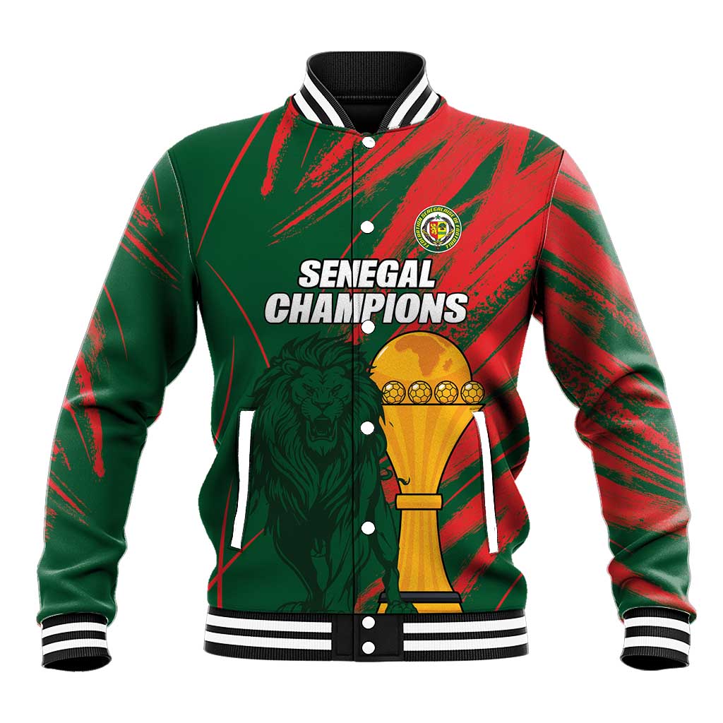 Custom Senegal Champions Football Baseball Jacket Lions of Teranga Rise Again