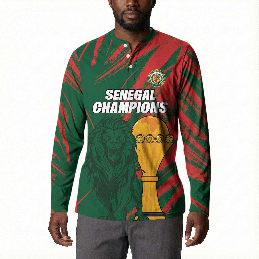 Custom Senegal Champions Football Button Sweatshirt Lions of Teranga Rise Again