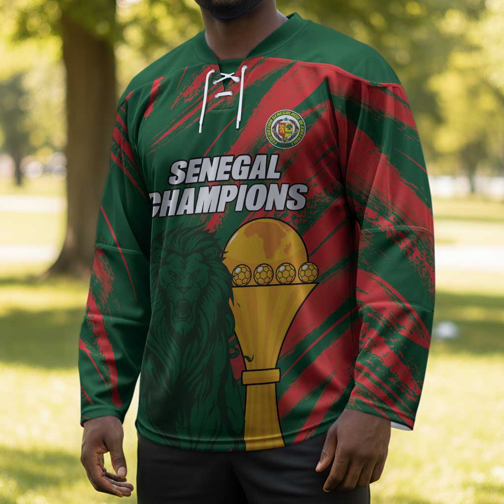 Custom Senegal Champions Football Hockey Jersey Lions of Teranga Rise Again