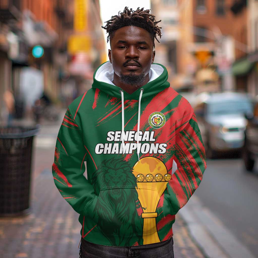Custom Senegal Champions Football Hoodie Lions of Teranga Rise Again