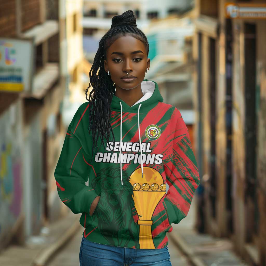 Custom Senegal Champions Football Hoodie Lions of Teranga Rise Again