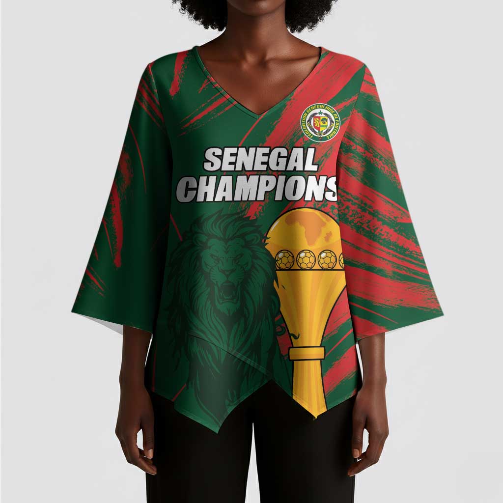 Custom Senegal Champions Football Kimono Sleeve Blouse Lions of Teranga Rise Again