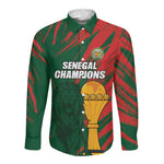 Custom Senegal Champions Football Long Sleeve Button Shirt Lions of Teranga Rise Again