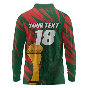 Custom Senegal Champions Football Long Sleeve Polo Shirt Lions of Teranga Rise Again
