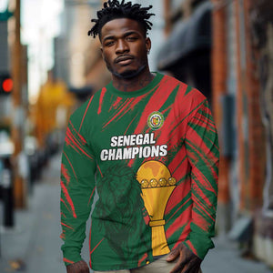 Custom Senegal Champions Football Long Sleeve Shirt Lions of Teranga Rise Again