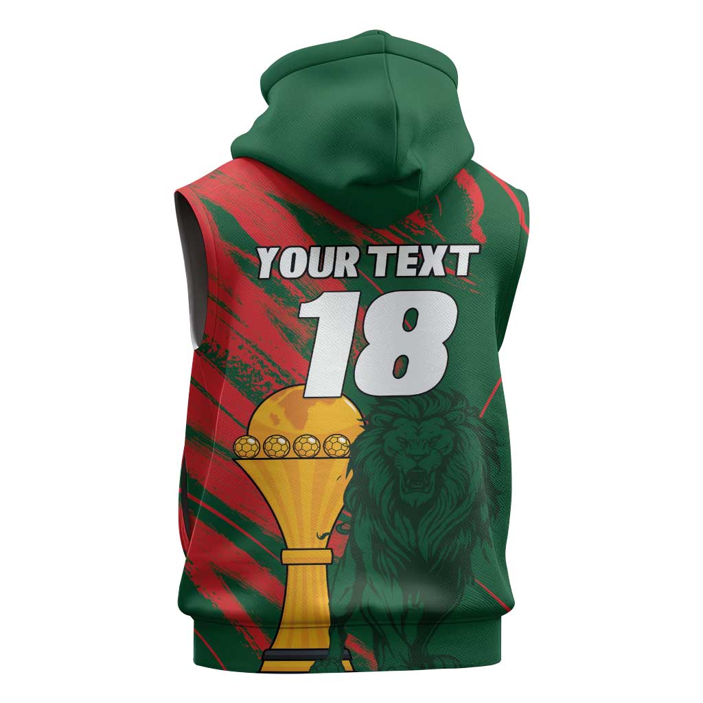 Custom Senegal Champions Football Sleeveless Zip Hoodie Lions of Teranga Rise Again