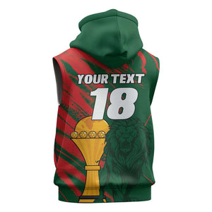 Custom Senegal Champions Football Sleeveless Zip Hoodie Lions of Teranga Rise Again