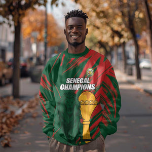 Custom Senegal Champions Football Sweatshirt Lions of Teranga Rise Again