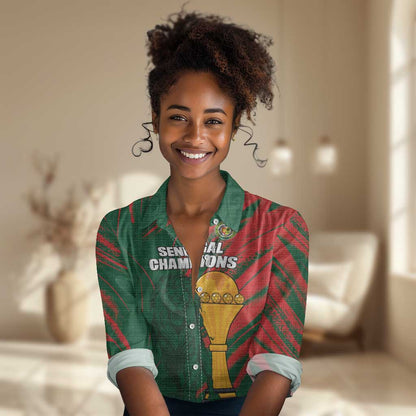 Custom Senegal Champions Football Women Casual Shirt Lions of Teranga Rise Again