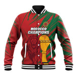 Custom Morocco Champions Football Baseball Jacket Atlas Lions Grunge Motif