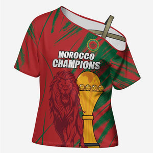 Custom Morocco Champions Football Cross Shoulder Shirt Atlas Lions Grunge Motif
