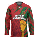 Custom Morocco Champions Football Hockey Jersey Atlas Lions Grunge Motif