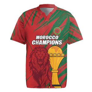 Custom Morocco Champions Football Rugby Jersey Atlas Lions Grunge Motif