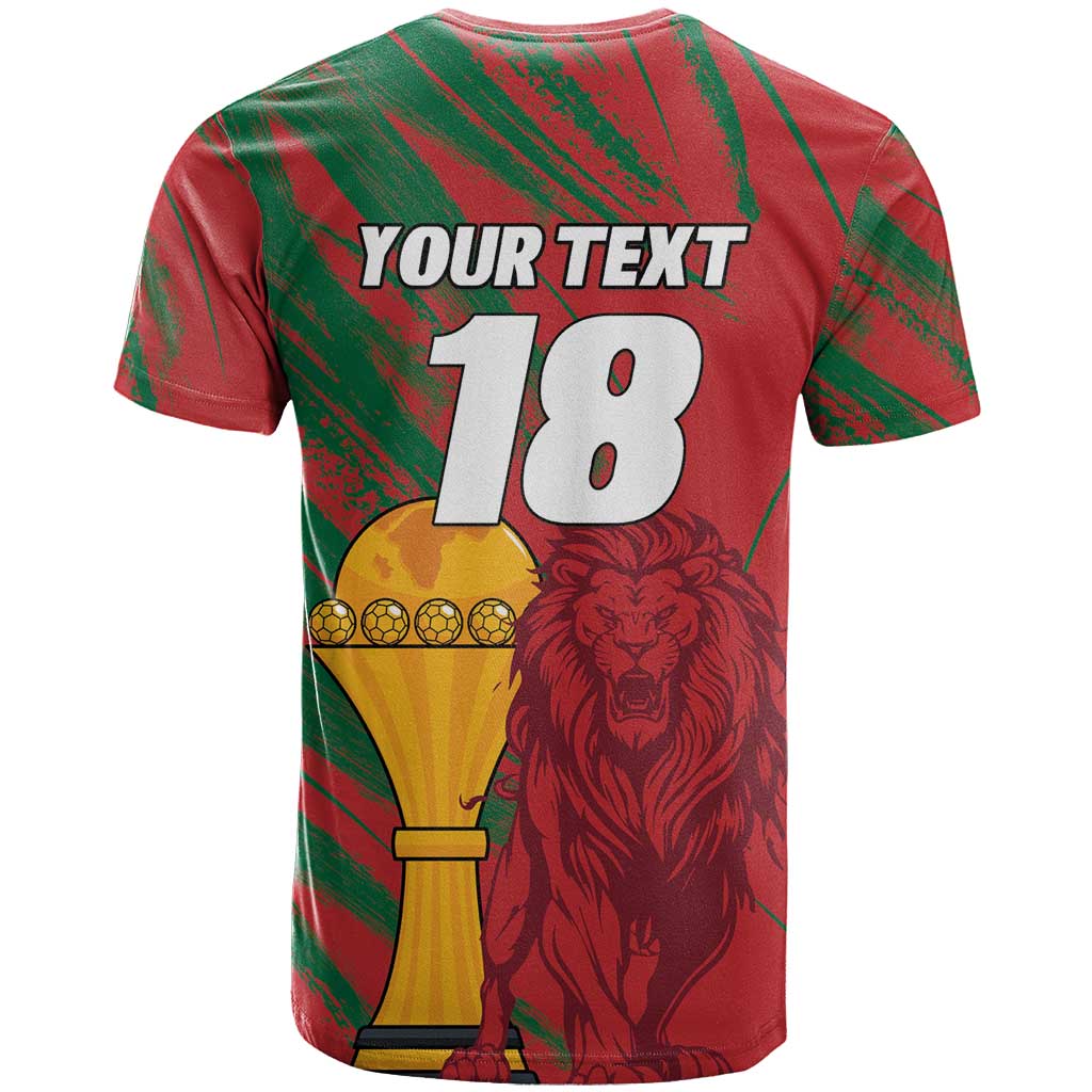 Custom Morocco Champions Football T shirt Atlas Lions Grunge Motif