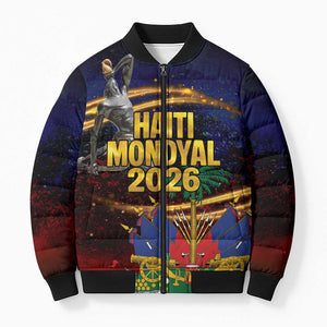 Haiti Mondyal 2026 Bomber Puffer Jacket Proud to Be Haitian