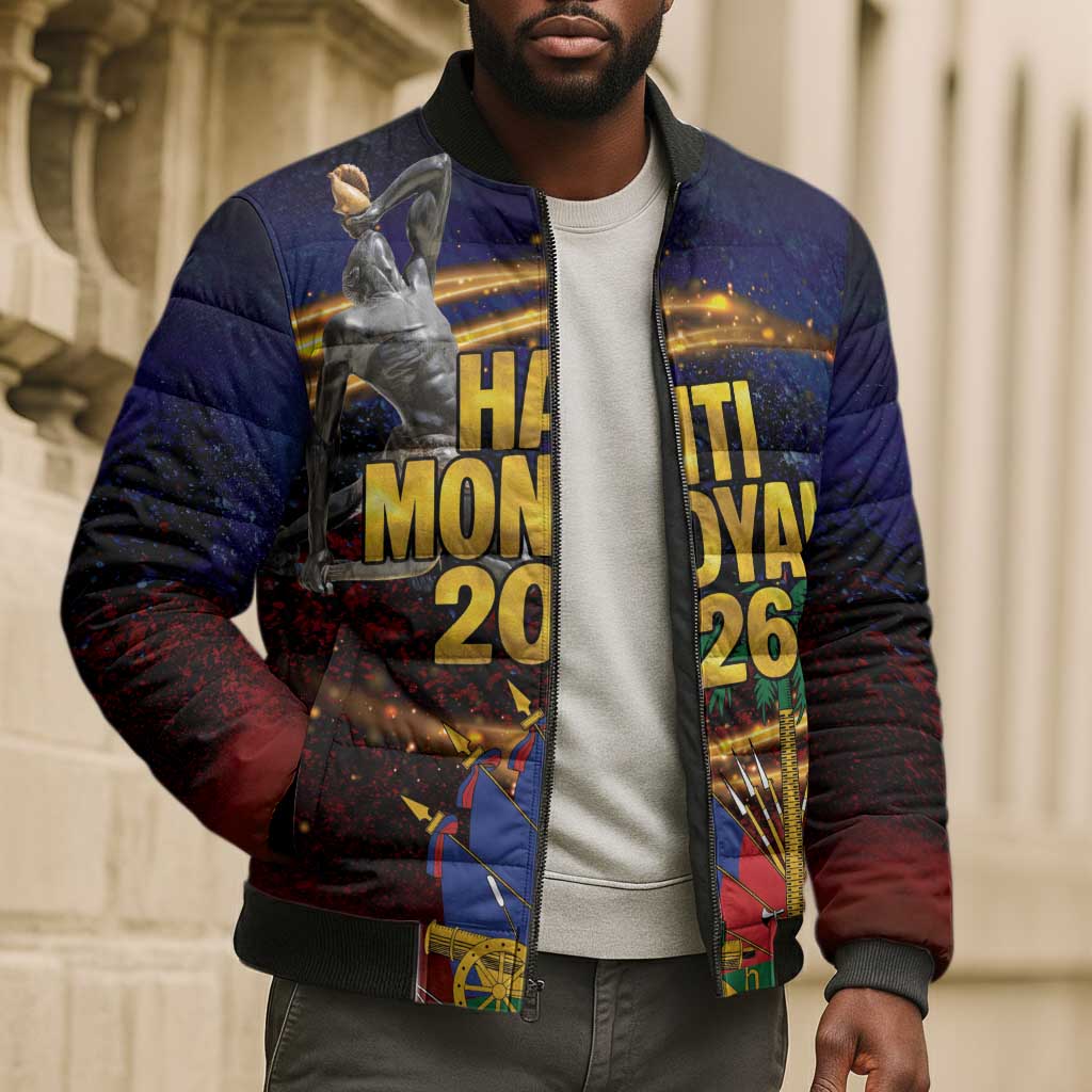 Haiti Mondyal 2026 Bomber Puffer Jacket Proud to Be Haitian