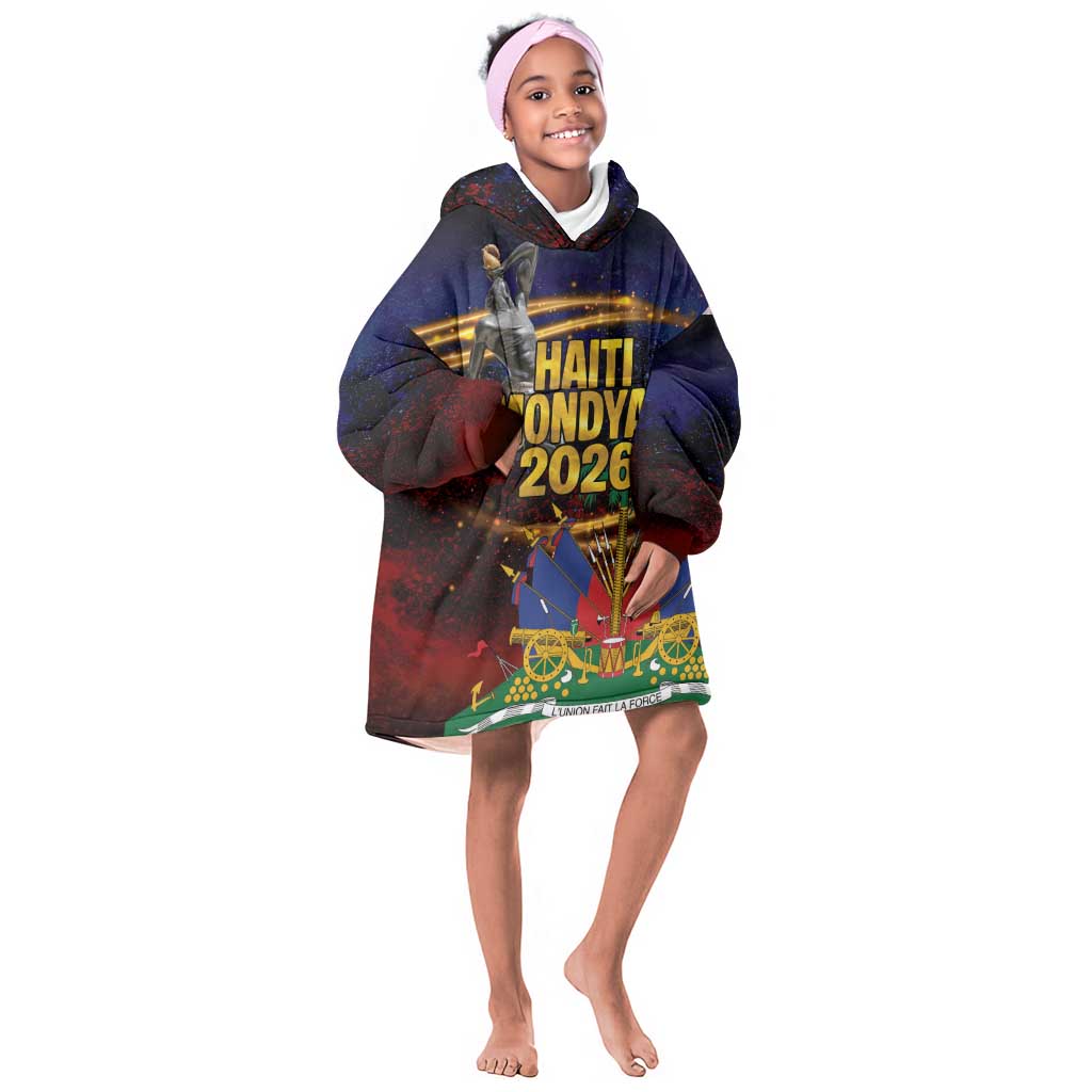 Haiti Mondyal 2026 Kid Wearable Blanket Hoodie Proud to Be Haitian