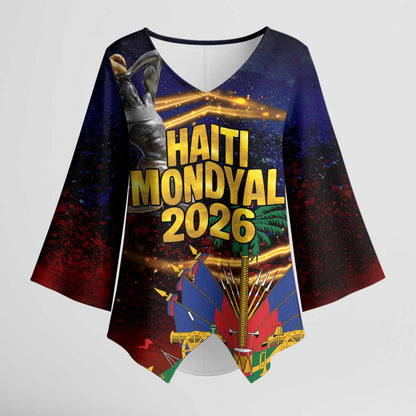 Haiti Mondyal 2026 Kimono Sleeve Blouse Proud to Be Haitian