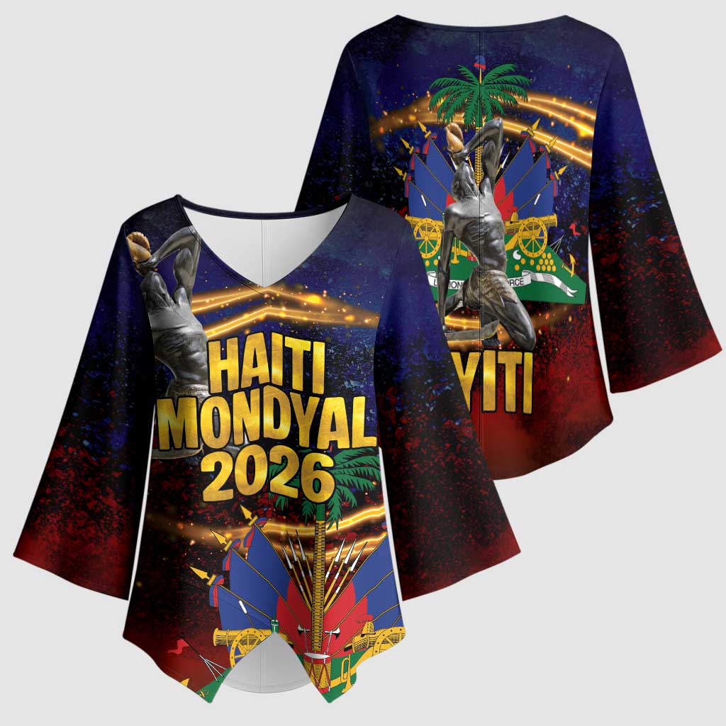 Haiti Mondyal 2026 Kimono Sleeve Blouse Proud to Be Haitian