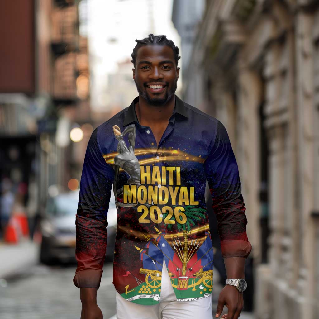 Haiti Mondyal 2026 Long Sleeve Button Shirt Proud to Be Haitian