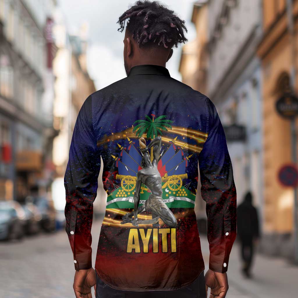 Haiti Mondyal 2026 Long Sleeve Button Shirt Proud to Be Haitian