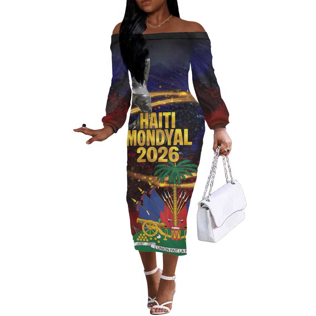 Haiti Mondyal 2026 Off The Shoulder Long Sleeve Dress Proud to Be Haitian