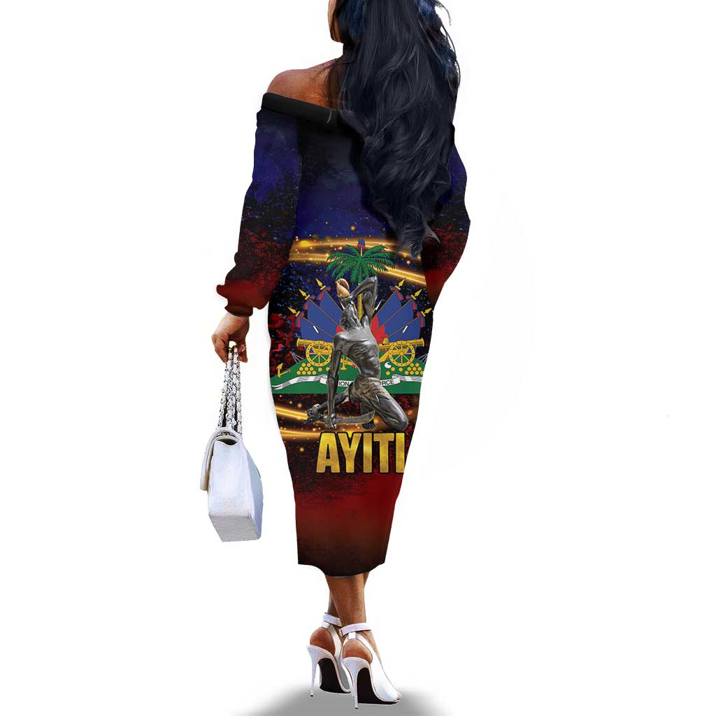 Haiti Mondyal 2026 Off The Shoulder Long Sleeve Dress Proud to Be Haitian
