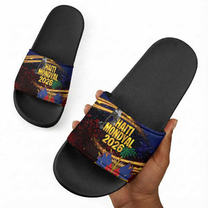Haiti Mondyal 2026 Slide Sandals Proud to Be Haitian
