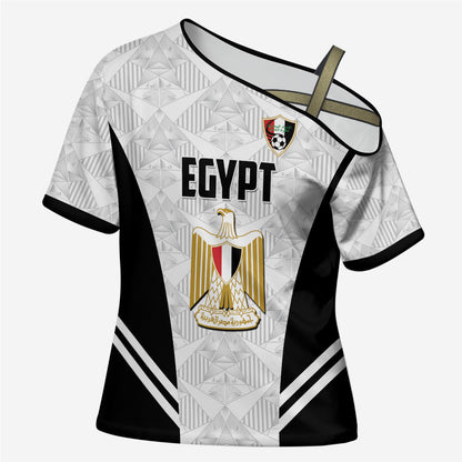 Custom Egypt Football Cross Shoulder Shirt 2026 Glory Run White Edition
