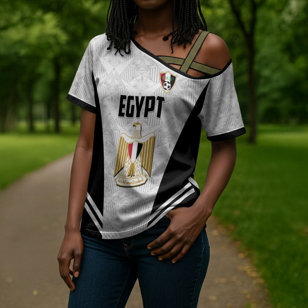 Custom Egypt Football Cross Shoulder Shirt 2026 Glory Run White Edition