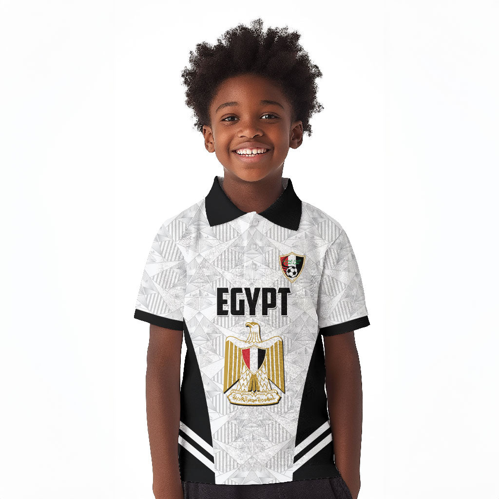 Custom Egypt Football Kid Polo Shirt 2026 Glory Run White Edition