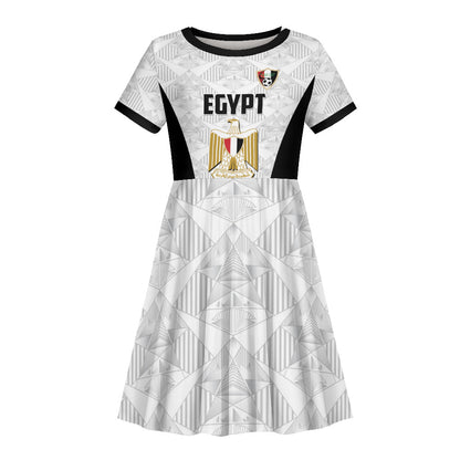 Custom Egypt Football Kid Short Sleeve Dress 2026 Glory Run White Edition